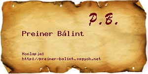 Preiner Bálint névjegykártya